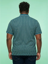 Men Plus Size Morsel-Blue Striped Polo Tshirt