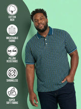 Men Plus Size Morsel-Blue Striped Polo Tshirt