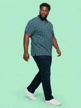 Men Plus Size Morsel-Blue Striped Polo Tshirt