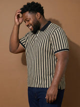 Men Plus Size Morsel-White Colorblock Polo Tshirt