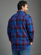 Men Plus Size Moses Red Checked blue Shirt - bigbanana