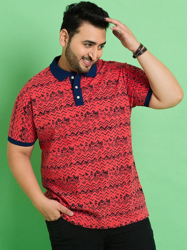 Men Plus Size Muan Printed Polo Tshirt
