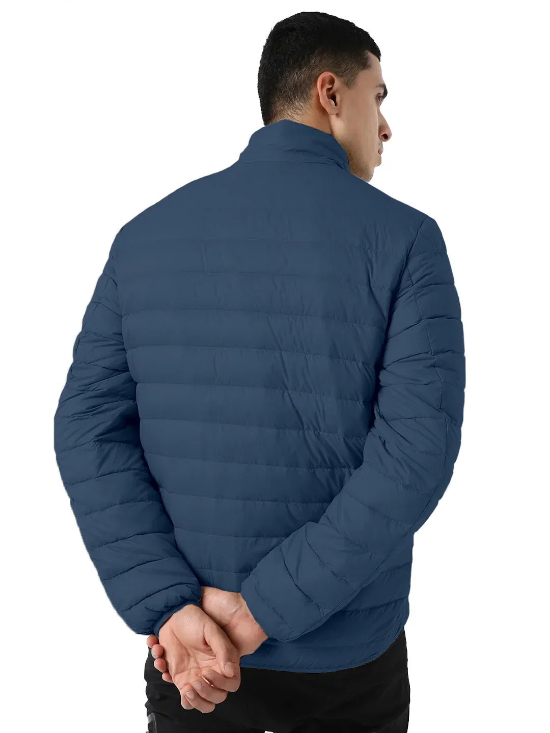 Men Plus Size NYC-Navy-F Solid Bomber Jacket - bigbanana