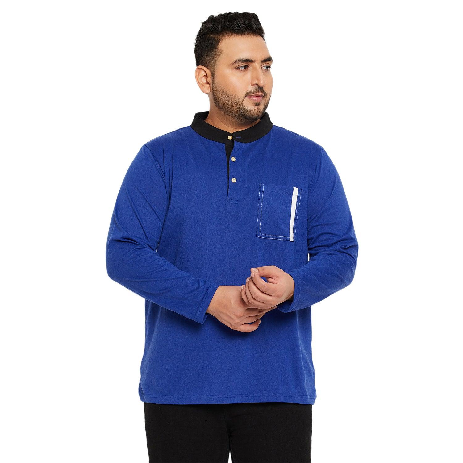 Men Plus Size Natto Solid Henley Tshirt - bigbanana