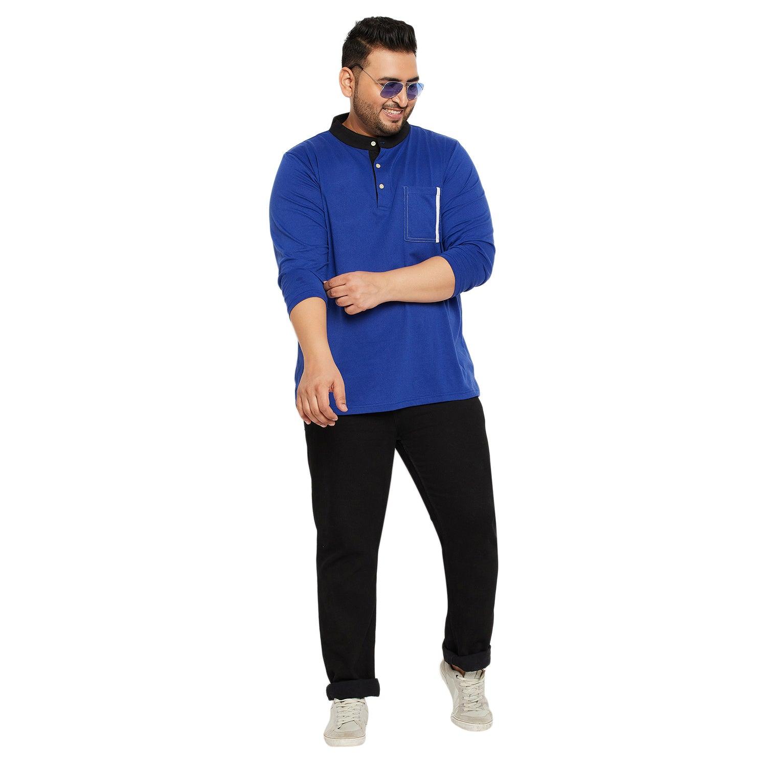 Men Plus Size Natto Solid Henley Tshirt - bigbanana