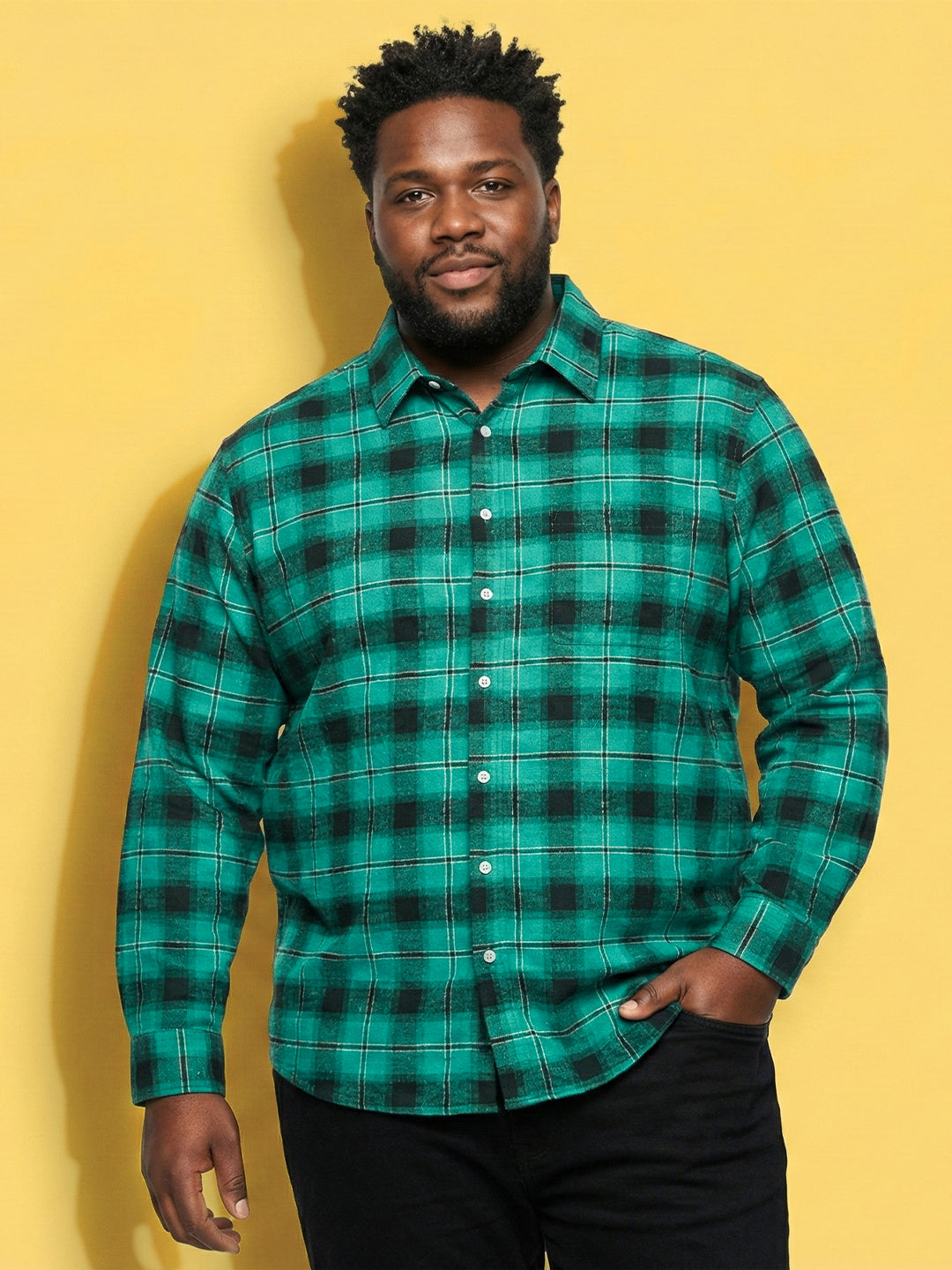 Men Plus Size Nautic Multicolor Checkered Casual Shirt