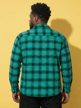 Men Plus Size Nautic Multicolor Checkered Casual Shirt