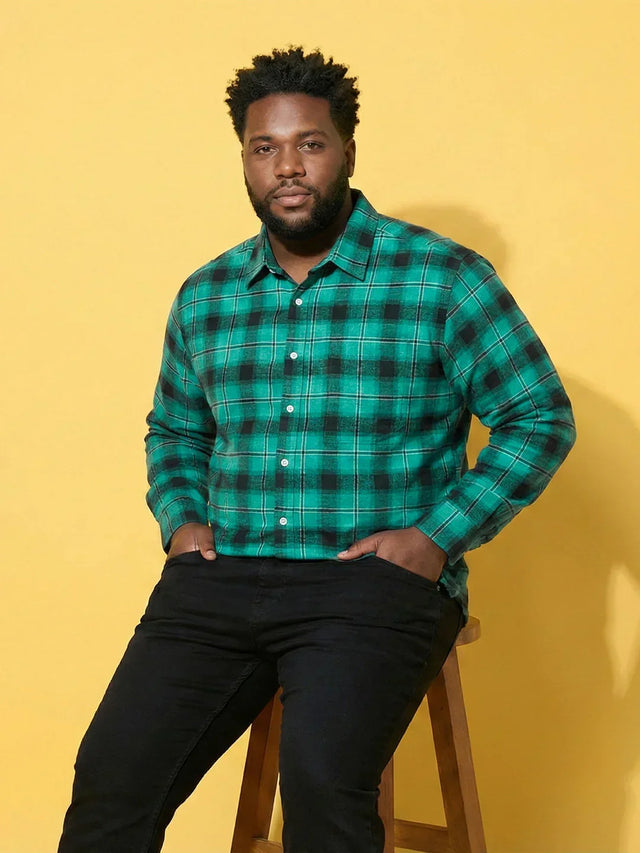 Men Plus Size Nautic Multicolor Checkered Casual Shirt