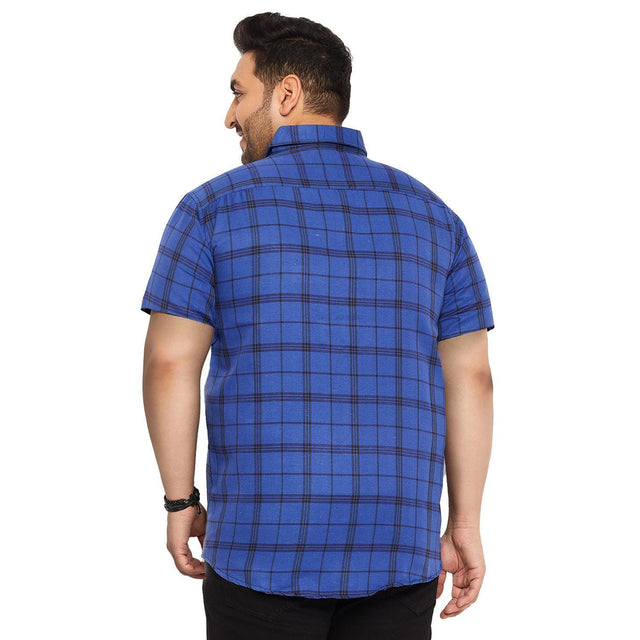 Men Plus Size Neutral Check Shirt - bigbanana