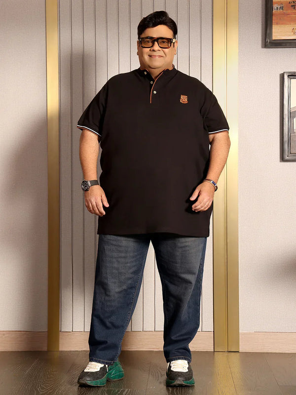 Men Plus Size Mave Solid Henley Tshirt