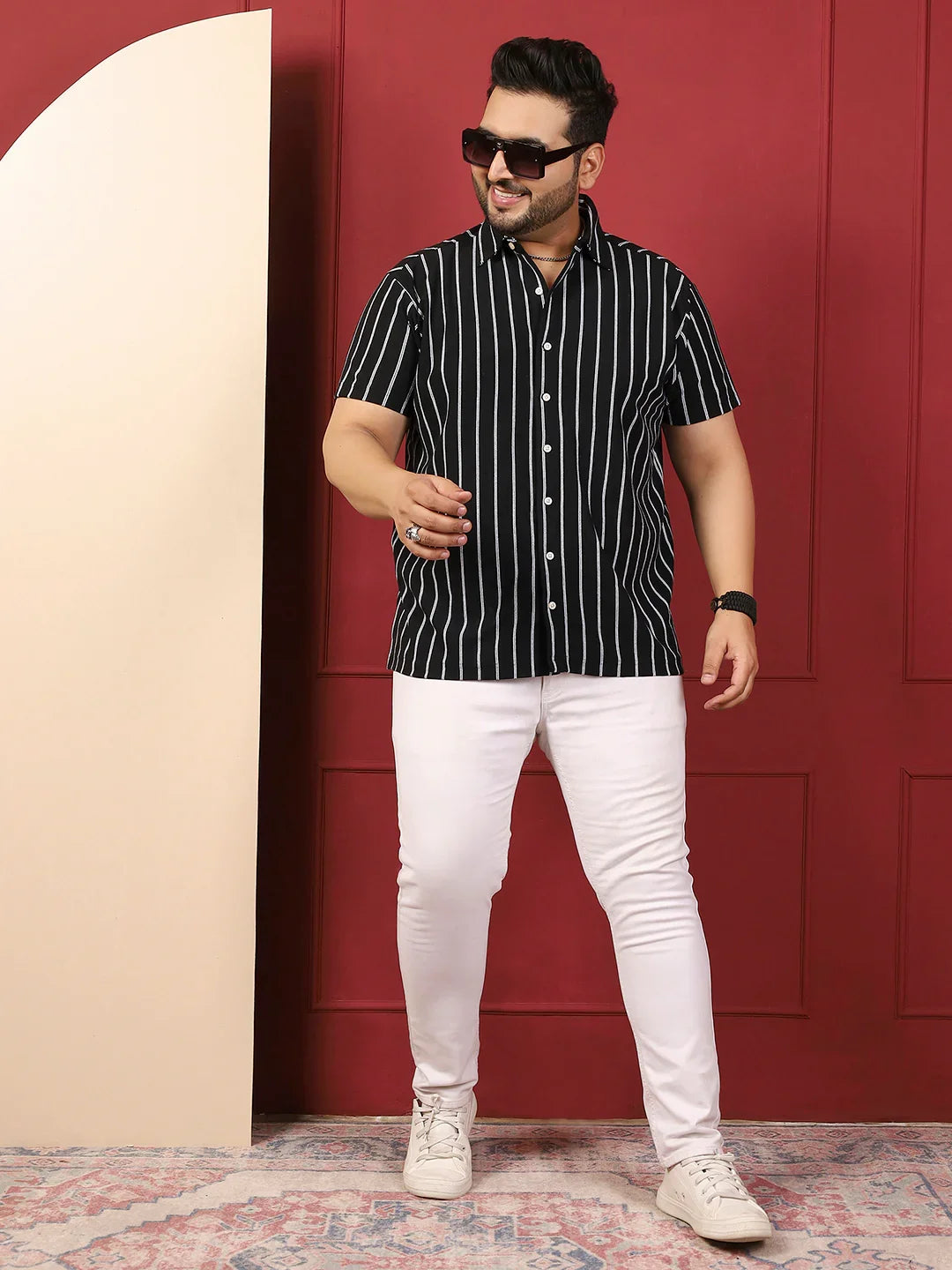 Men Plus Size Nistiq Multicolor Striped Shirt