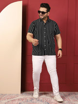 Men Plus Size Nistiq Multicolor Striped Shirt