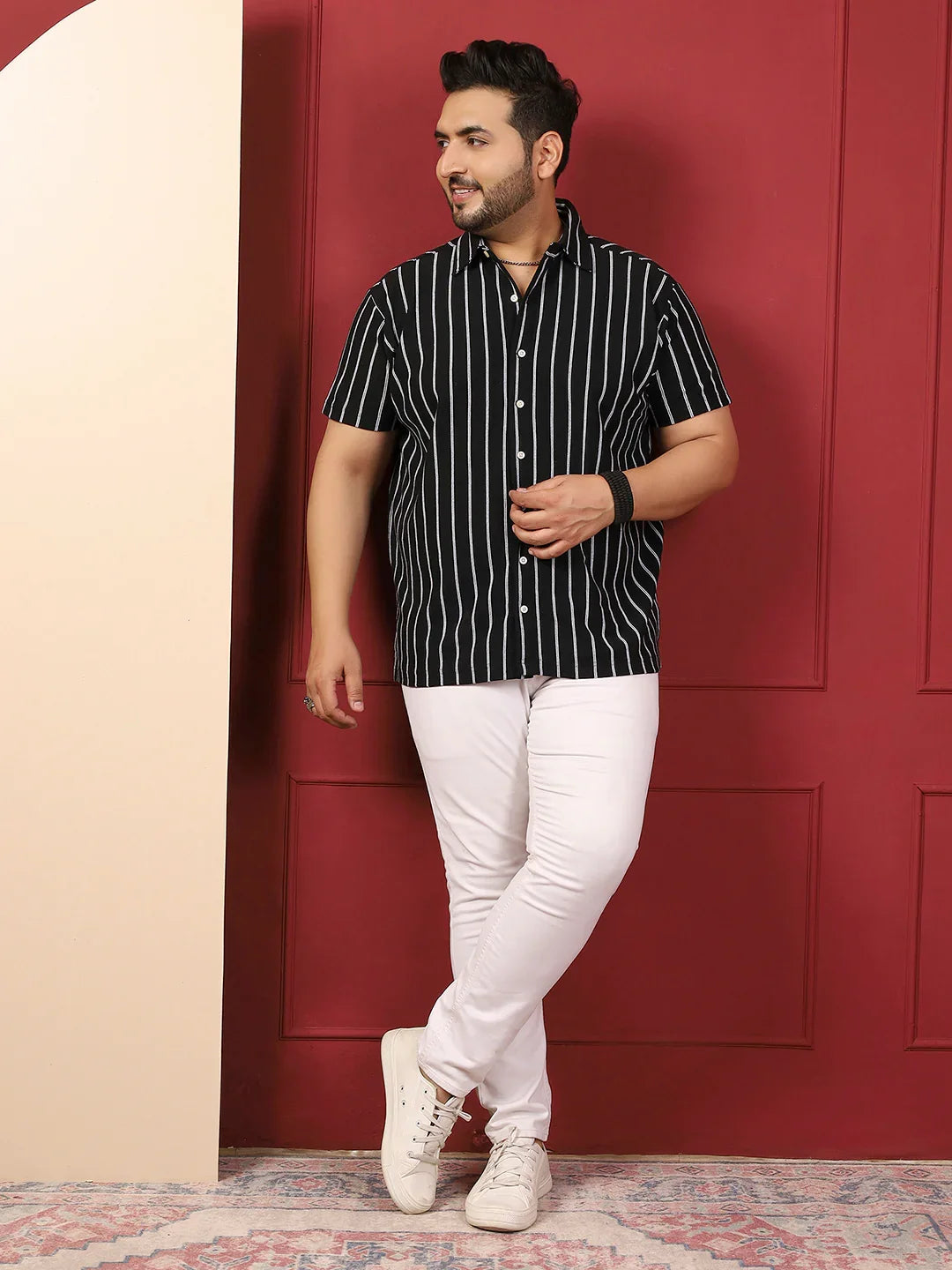 Men Plus Size Nistiq Multicolor Striped Shirt