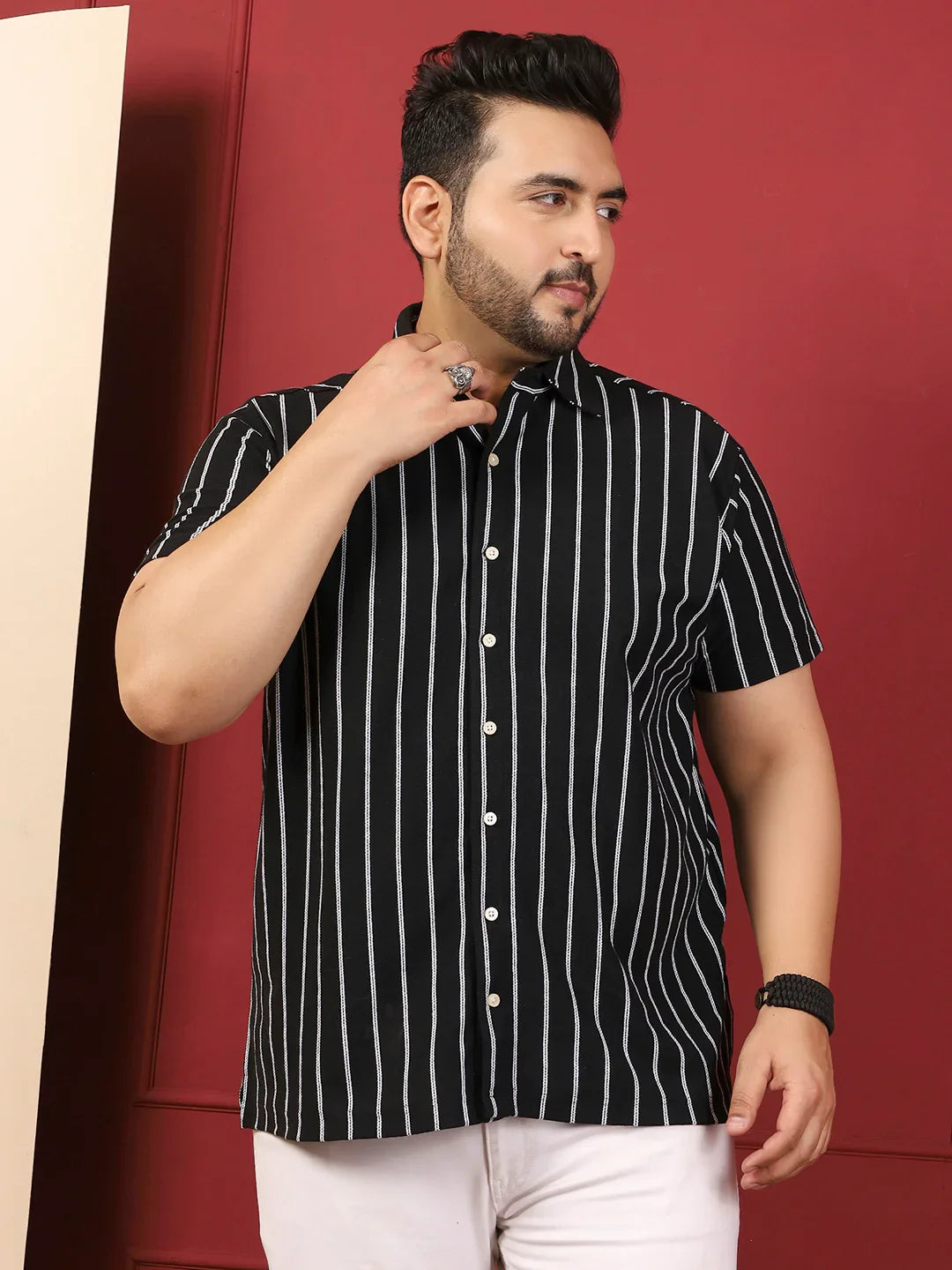 Men Plus Size Nistiq Multicolor Striped Shirt