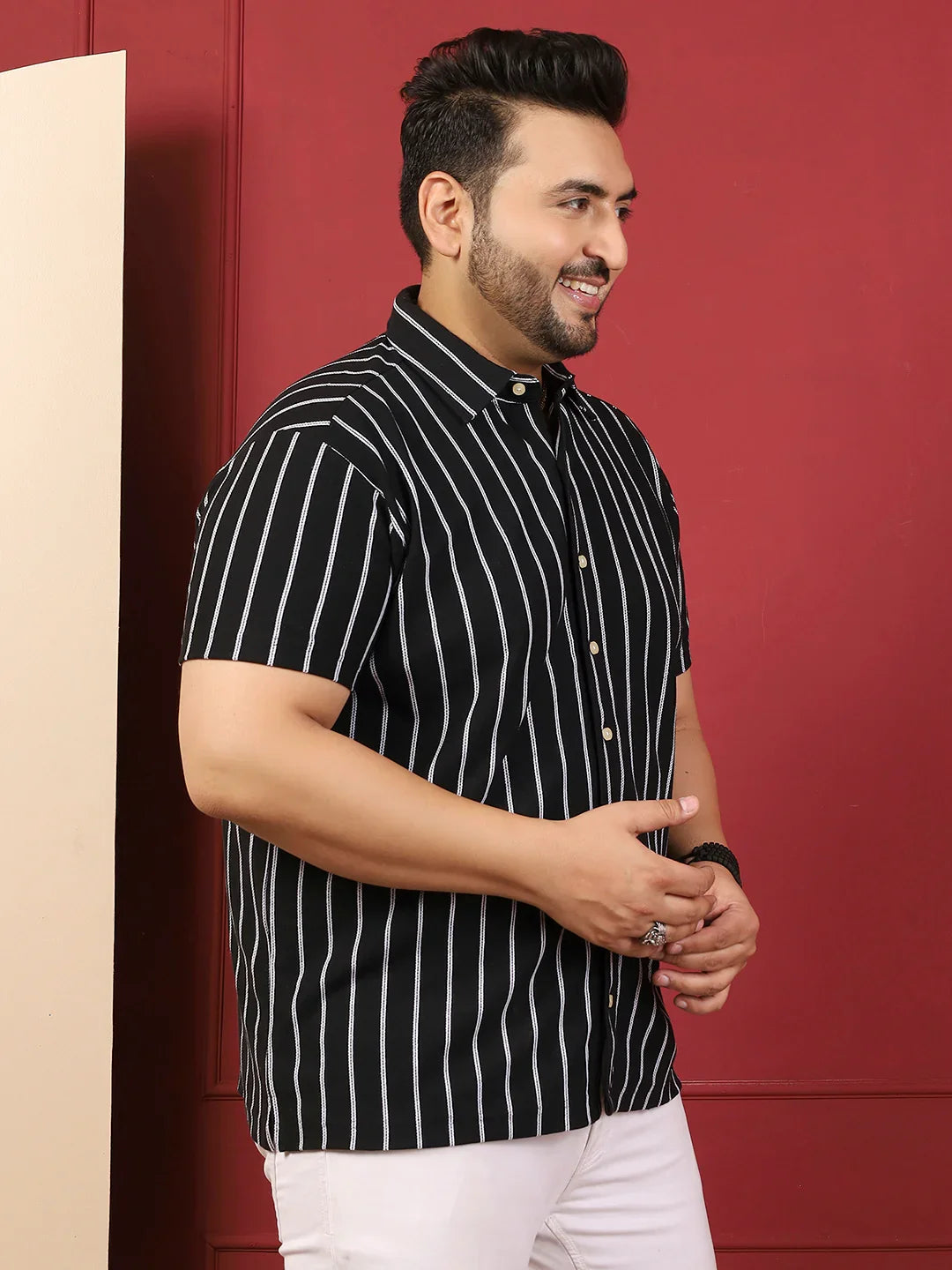 Men Plus Size Nistiq Multicolor Striped Shirt