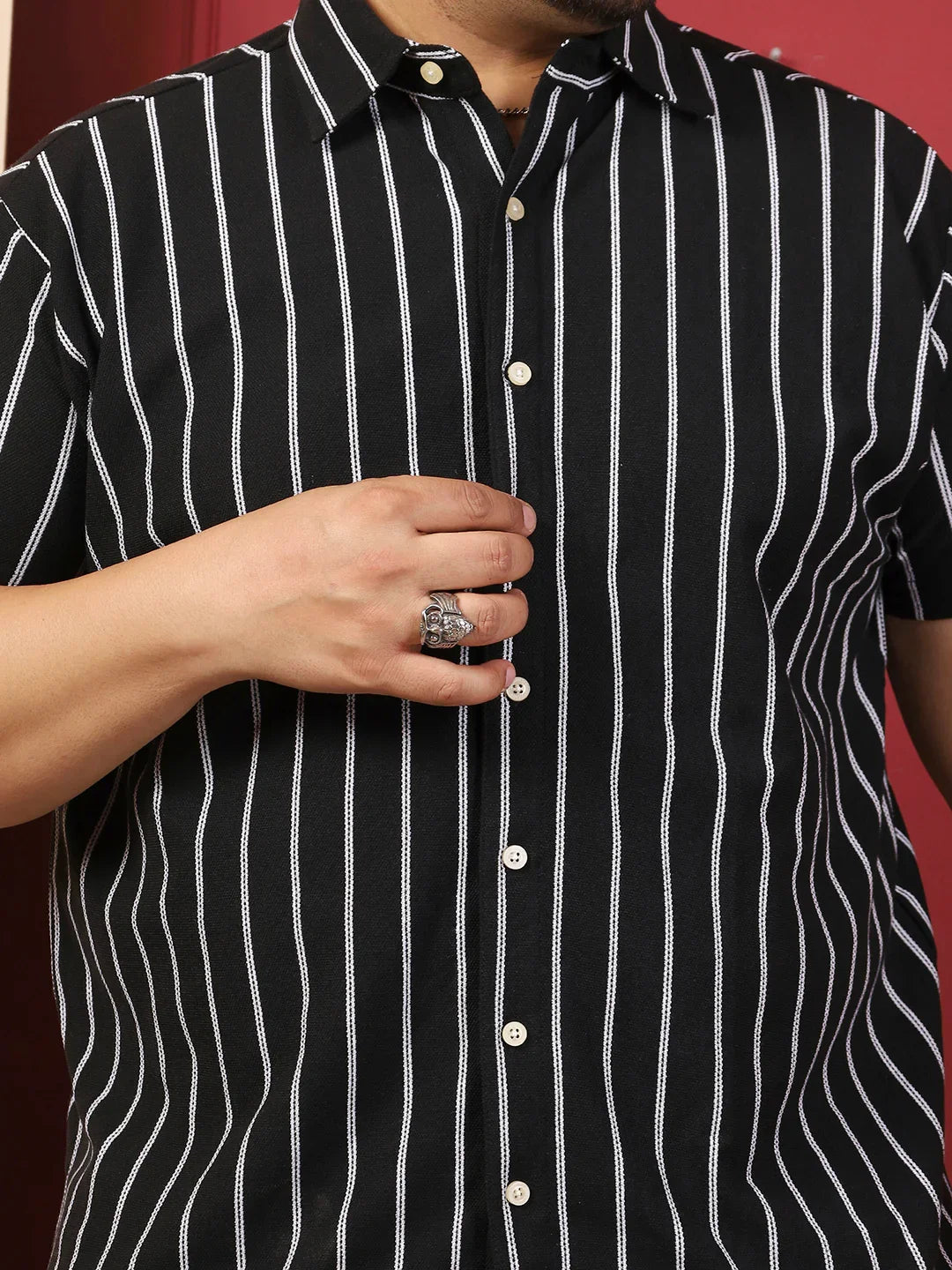 Men Plus Size Nistiq Multicolor Striped Shirt