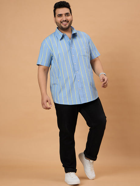 Men Plus Size Noeud Striped Shirt - bigbanana
