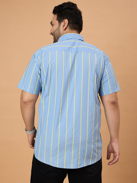 Men Plus Size Noeud Striped Shirt - bigbanana