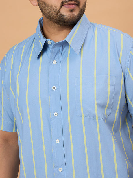 Men Plus Size Noeud Striped Shirt - bigbanana