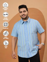 Men Plus Size Noeud Striped Shirt