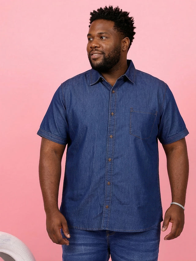 Men Plus Size Norflek Blue Solid Casual Shirt