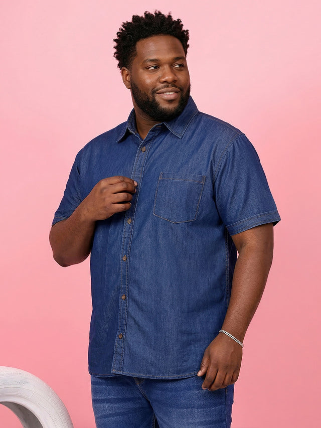Men Plus Size Norflek Blue Solid Casual Shirt