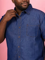 Men Plus Size Norflek Blue Solid Casual Shirt