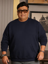 Men Plus Size Noto Navy Solid Sweatshirt