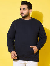Men Plus Size Noto Navy Solid Sweatshirt