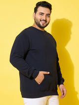 Men Plus Size Noto Navy Solid Sweatshirt