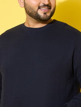 Men Plus Size Noto Navy Solid Sweatshirt