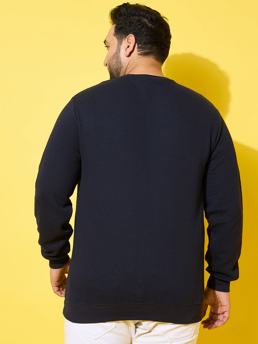 Men Plus Size Noto Navy Solid Sweatshirt