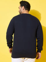 Men Plus Size Noto Navy Solid Sweatshirt