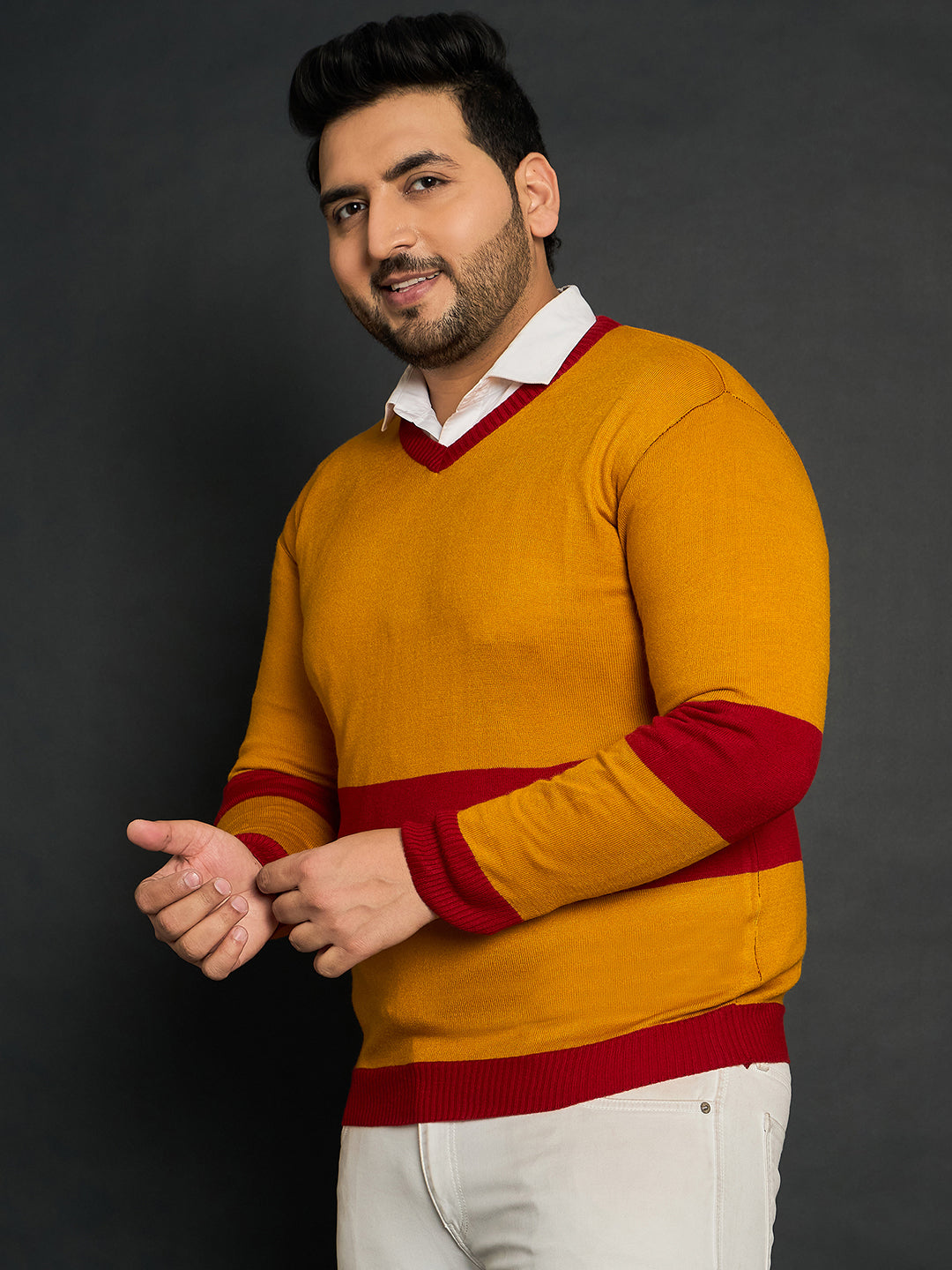 Men Plus Size Oatlands Colourblocked Sweater - bigbanana