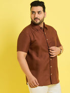 Men Plus Size Oklahoma-Brown Solid Shirt - bigbanana