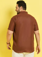 Men Plus Size Oklahoma-Brown Solid Shirt - bigbanana