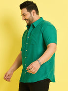 Men Plus Size Oklahoma-Green Solid Shirt - bigbanana