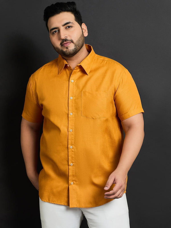 Men Plus Size Oklahoma-Mustard Solid Shirt