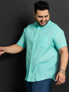 Men Plus Size Oklahoma-Sea Green Solid Shirt - bigbanana