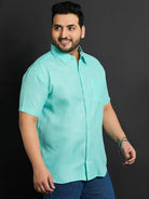 Men Plus Size Oklahoma-Sea Green Solid Shirt - bigbanana