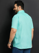 Men Plus Size Oklahoma-Sea Green Solid Shirt - bigbanana