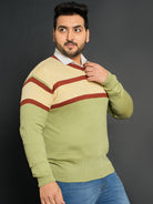 Men Plus Size Omolon Colourblocked Sweater - bigbanana