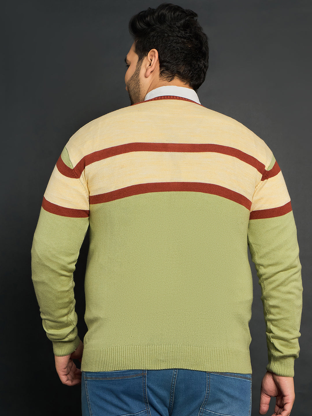 Men Plus Size Omolon Colourblocked Sweater - bigbanana