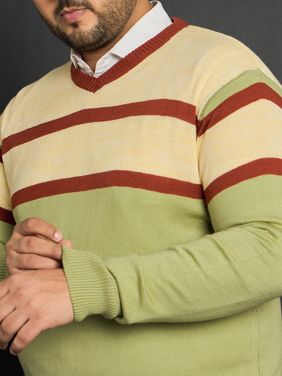 Men Plus Size Omolon Colourblocked Sweater - bigbanana