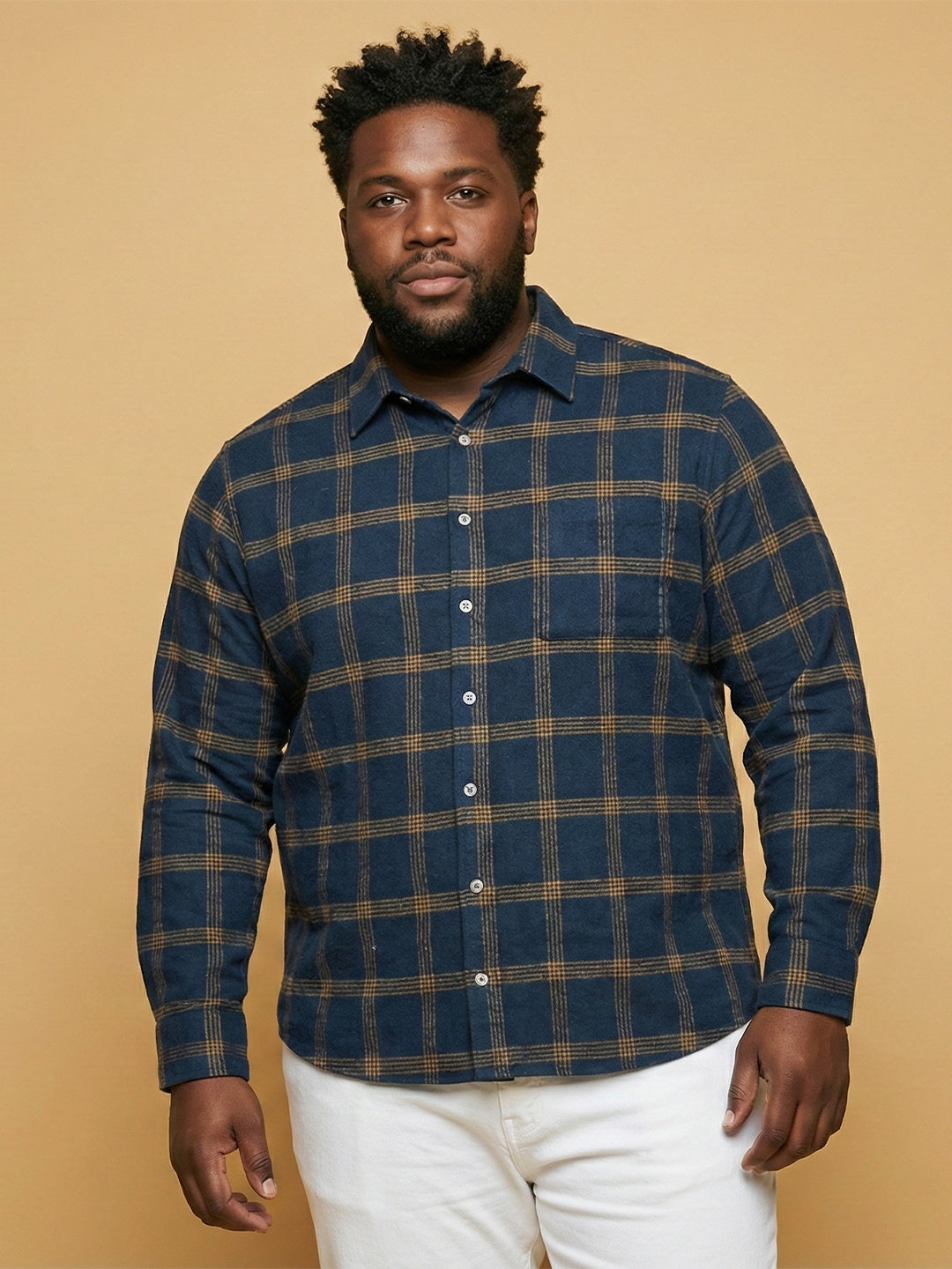Men Plus Size Orline Multicolor Checkered Casual Shirt