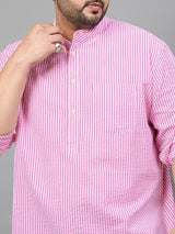 Men Plus Size Owen Striped Short Kurta