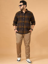 Men Plus Size Oxira Multicolor Checkered Casual Shirt
