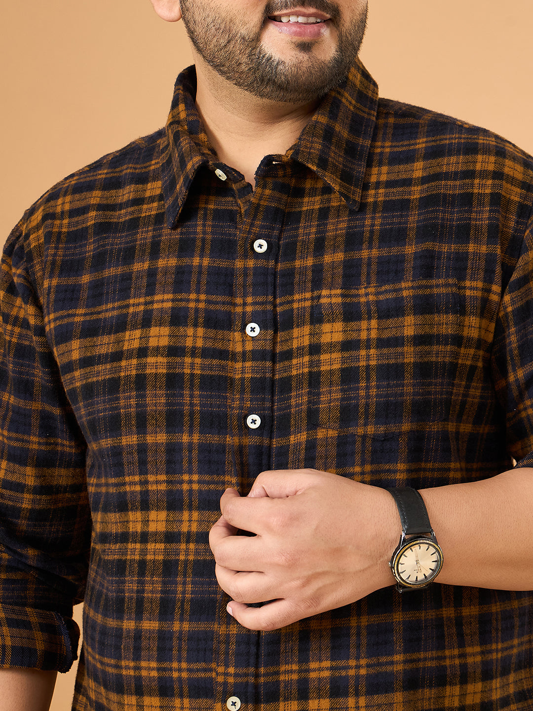 Men Plus Size Oxira Multicolor Checkered Casual Shirt