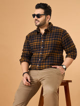 Men Plus Size Oxira Multicolor Checkered Casual Shirt