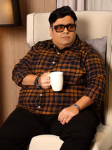 Men Plus Size Oxira Multicolor Checkered Casual Shirt